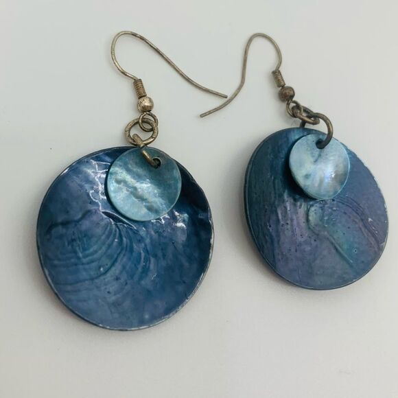 Elegant Blue Shell Earrings | Abalone style - Picture 3 of 4